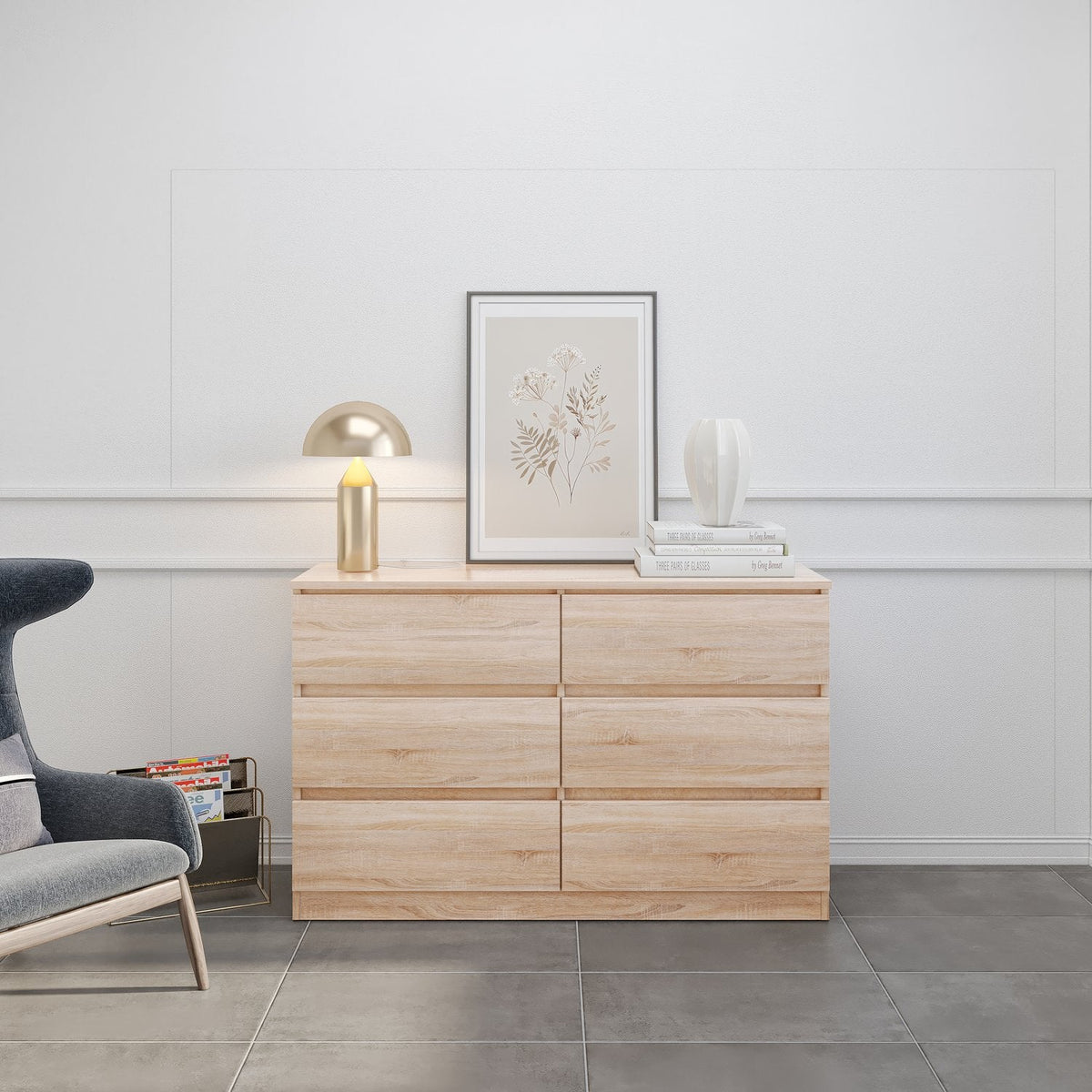 Malvern 6 Drawer Chest - Sonoma Oak Effect