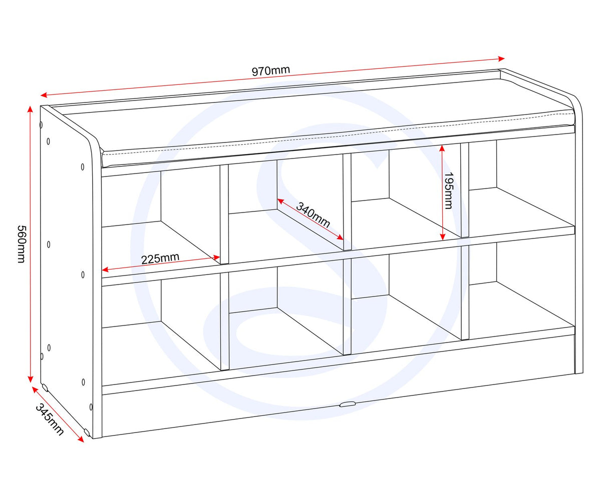 Portland Shoe Bench - Grey/Steel Fabric