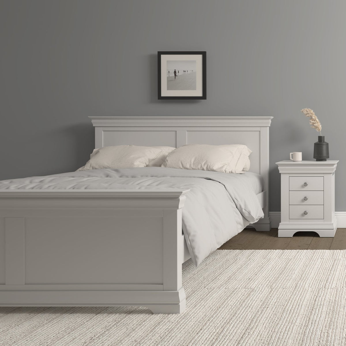 Bordeaux 4'6" Bed High Foot End - Ivory