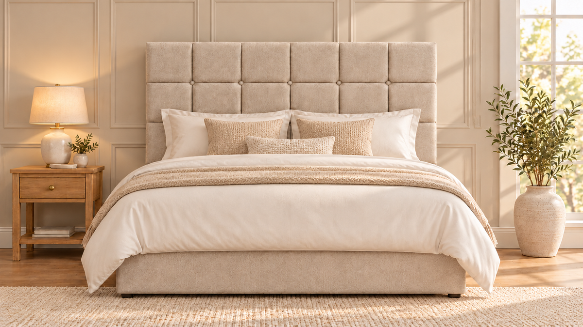 Floor standing headboard 137cm height square button