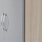 Nevada 4 Door 2 Drawer Mirrored Wardrobe - Grey Gloss/Light Oak Effect Veneer