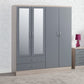 Nevada 4 Door 2 Drawer Mirrored Wardrobe - Grey Gloss/Light Oak Effect Veneer