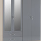 Nevada 4 Door 2 Drawer Mirrored Wardrobe - Grey Gloss/Light Oak Effect Veneer