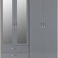 Nevada 4 Door 2 Drawer Mirrored Wardrobe - Grey Gloss/Light Oak Effect Veneer