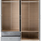 Nevada 4 Door 2 Drawer Mirrored Wardrobe - Grey Gloss/Light Oak Effect Veneer