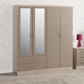Nevada 4 Door 2 Drawer Mirrored Wardrobe - Oyster Gloss/Light Oak Effect Veneer