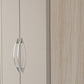 Nevada 4 Door 2 Drawer Mirrored Wardrobe - Oyster Gloss/Light Oak Effect Veneer