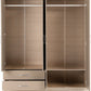Nevada 4 Door 2 Drawer Mirrored Wardrobe - Oyster Gloss/Light Oak Effect Veneer