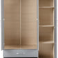 Nevada 3 Door 2 Drawer Mirrored Wardrobe - Grey Gloss/Light Oak Effect Veneer