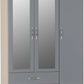 Nevada 3 Door 2 Drawer Mirrored Wardrobe - Grey Gloss/Light Oak Effect Veneer
