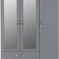 Nevada 3 Door 2 Drawer Mirrored Wardrobe - Grey Gloss/Light Oak Effect Veneer