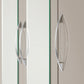 Nevada 3 Door 2 Drawer Mirrored Wardrobe - Oyster Gloss/Light Oak Effect Veneer