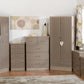 Nevada 3 Door 2 Drawer Mirrored Wardrobe - Oyster Gloss/Light Oak Effect Veneer