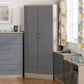 Nevada 2 Door 1 Drawer Wardrobe - Grey Gloss/Light Oak Effect Veneer