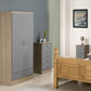 Nevada 2 Door 1 Drawer Wardrobe - Grey Gloss/Light Oak Effect Veneer