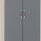 Nevada 2 Door 1 Drawer Wardrobe - Grey Gloss/Light Oak Effect Veneer