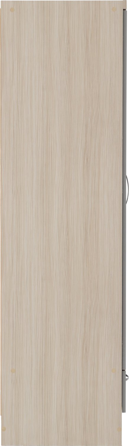 Nevada 2 Door 1 Drawer Wardrobe - Grey Gloss/Light Oak Effect Veneer