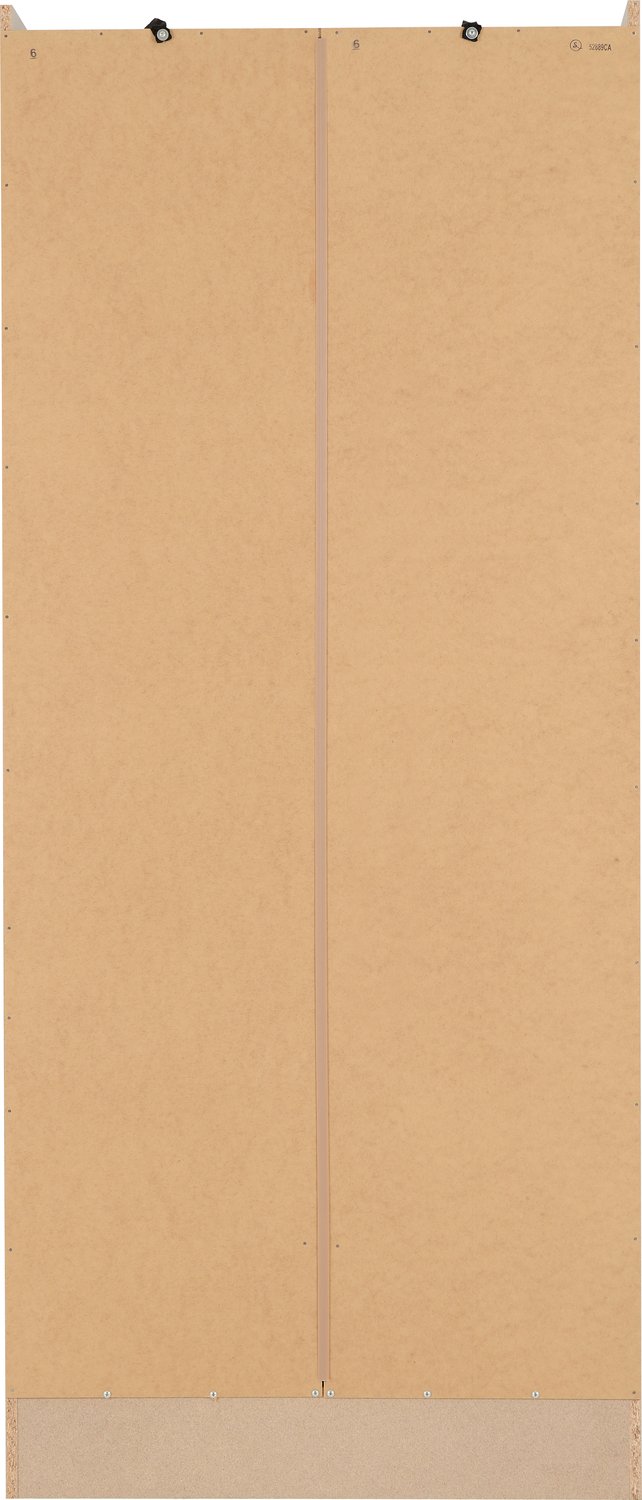 Nevada 2 Door 1 Drawer Wardrobe - Oyster Gloss/Light Oak Effect Veneer