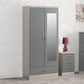 Nevada Mirrored 2 Door 1 Drawer Wardrobe - Grey Gloss/Light Oak Effect Veneer