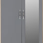 Nevada Mirrored 2 Door 1 Drawer Wardrobe - Grey Gloss/Light Oak Effect Veneer