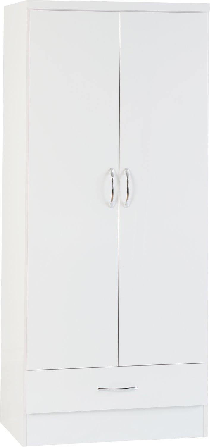 Nevada 4 Door 2 Drawer Mirrored Wardrobe - White Gloss