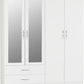 Nevada 4 Door 2 Drawer Mirrored Wardrobe - White Gloss