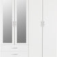 Nevada 4 Door 2 Drawer Mirrored Wardrobe - White Gloss