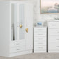 Nevada 3 Door 2 Drawer Mirrored Wardrobe - White Gloss