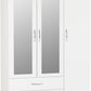 Nevada 3 Door 2 Drawer Mirrored Wardrobe - White Gloss