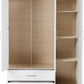 Nevada 3 Door 2 Drawer Mirrored Wardrobe - White Gloss