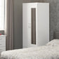 Nevada Mirrored 2 Door 1 Drawer Wardrobe - White Gloss