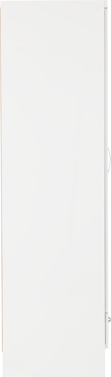 Nevada Mirrored 2 Door 1 Drawer Wardrobe - White Gloss