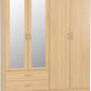 Nevada 4 Door 2 Drawer Mirrored Wardrobe - Sonoma Oak Effect