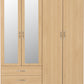 Nevada 4 Door 2 Drawer Mirrored Wardrobe - Sonoma Oak Effect
