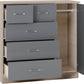 Nevada 5 Drawer Low Wardrobe - Grey Gloss/Light Oak Effect Veneer