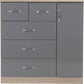 Nevada 5 Drawer Low Wardrobe - Grey Gloss/Light Oak Effect Veneer