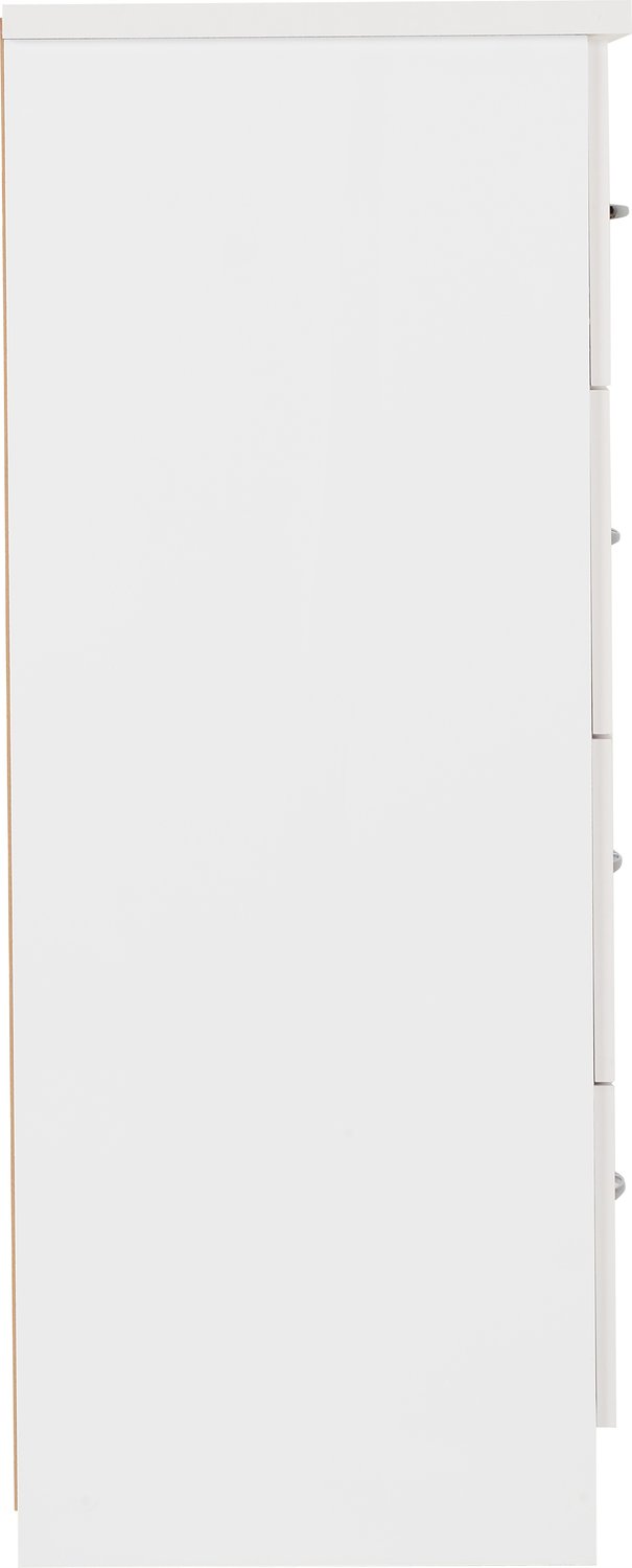 Nevada 5 Drawer Low Wardrobe - White Gloss