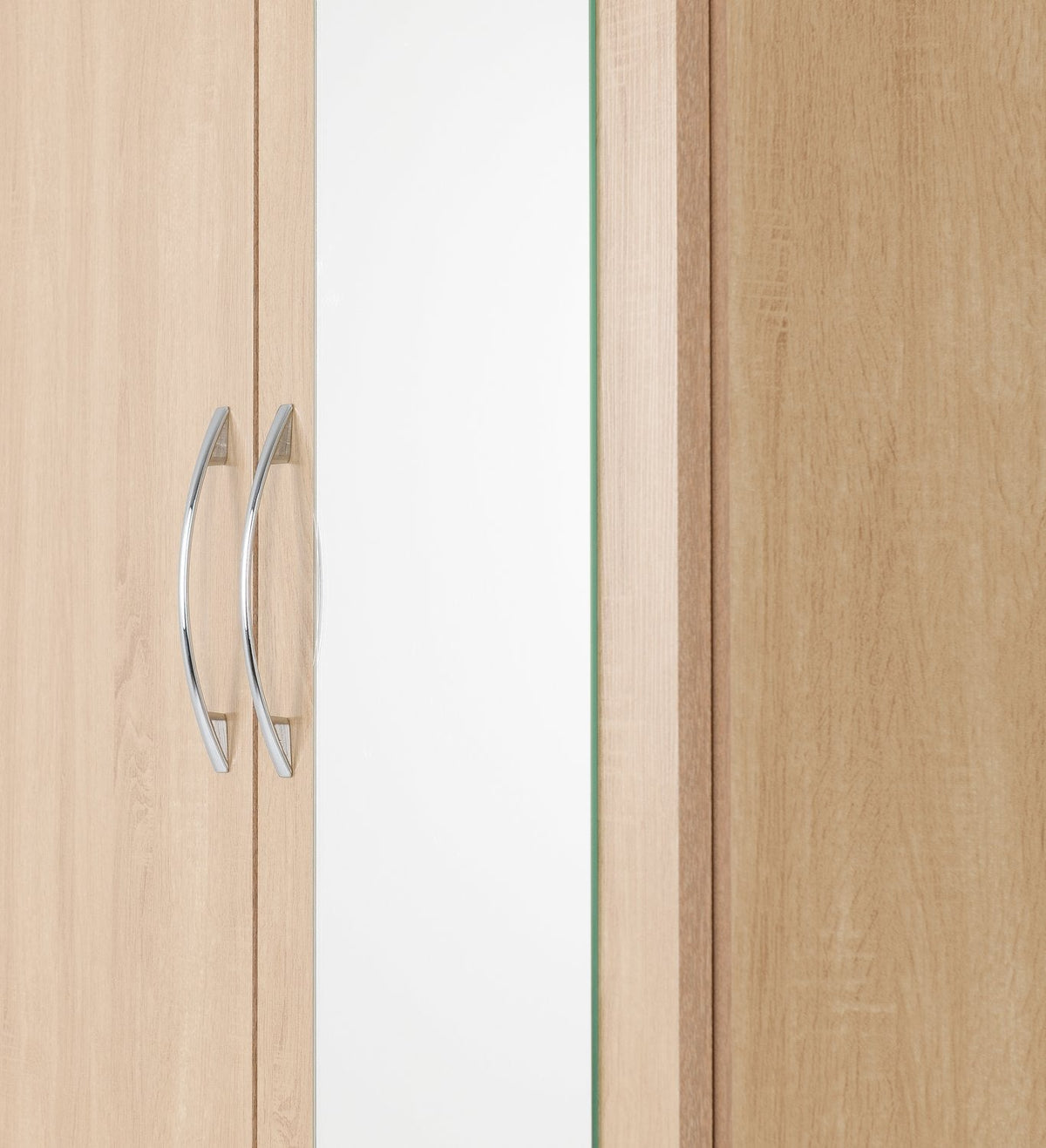Nevada Mirrored 2 Door 1 Drawer Wardrobe - Sonoma Oak Effect