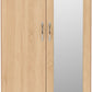 Nevada Mirrored 2 Door 1 Drawer Wardrobe - Sonoma Oak Effect