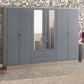 Nevada 6 Door 2 Drawer Mirrored Wardrobe - Grey Gloss/Light Oak Effect Veneer