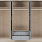 Nevada 6 Door 2 Drawer Mirrored Wardrobe - Grey Gloss/Light Oak Effect Veneer