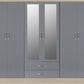 Nevada 6 Door 2 Drawer Mirrored Wardrobe - Grey Gloss/Light Oak Effect Veneer
