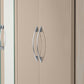 Nevada 6 Door 2 Drawer Mirrored Wardrobe - Oyster Gloss/Light Oak Effect Veneer
