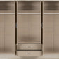 Nevada 6 Door 2 Drawer Mirrored Wardrobe - Oyster Gloss/Light Oak Effect Veneer