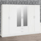 Nevada 6 Door 2 Drawer Mirrored Wardrobe - White Gloss