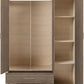 Nevada 3 Door 2 Drawer Mirrored Wardrobe - Rustic Oak Effect