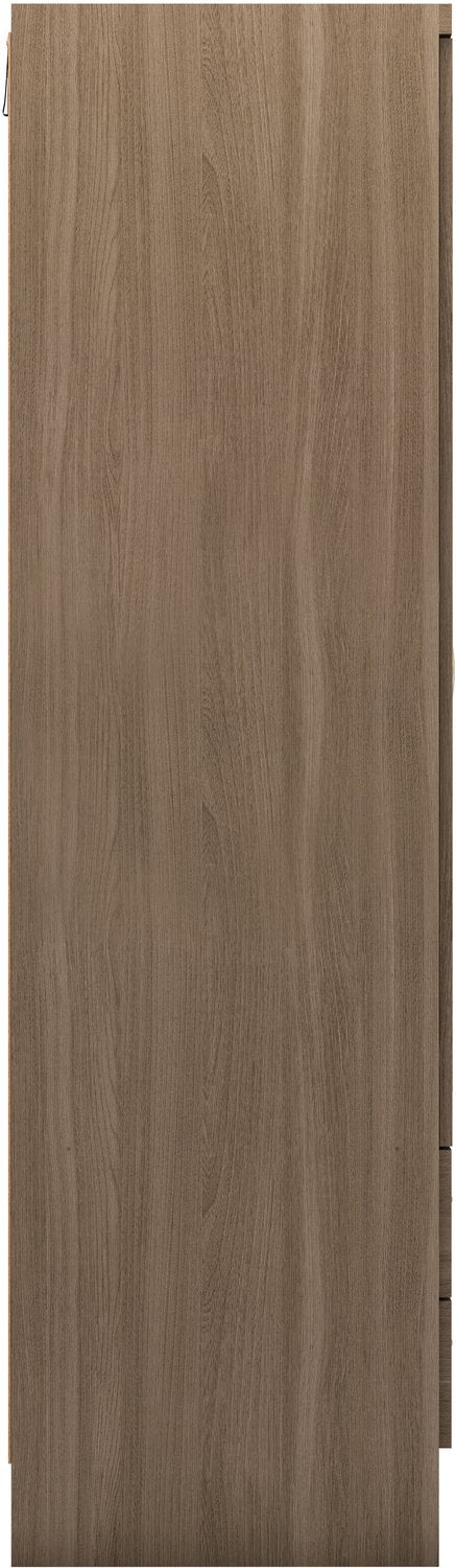 Nevada 3 Door 2 Drawer Mirrored Wardrobe - Rustic Oak Effect