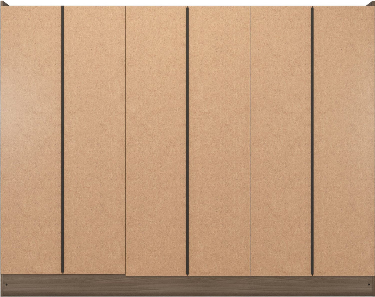 Nevada 6 Door 2 Drawer Mirrored Wardrobe - Rustic Oak Effect