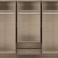 Nevada 6 Door 2 Drawer Mirrored Wardrobe - Rustic Oak Effect