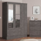 Nevada 3 Door 2 Drawer Mirrored Wardrobe - Black Wood Grain